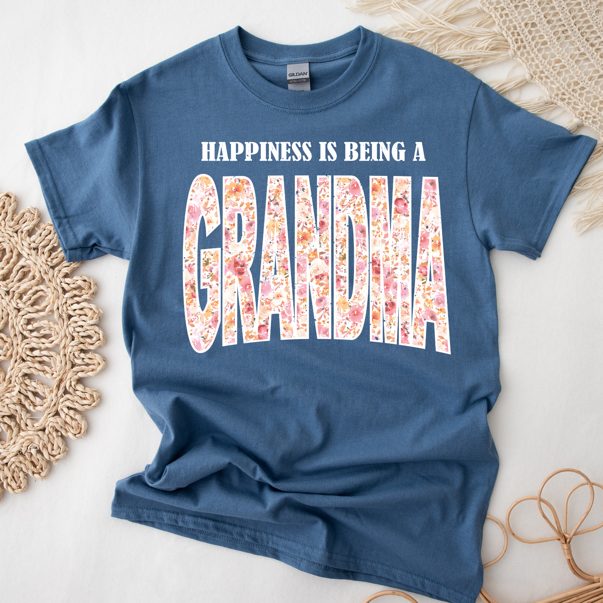 HAPPINESS IS BEING A GRANDMA - INDIGO TEE