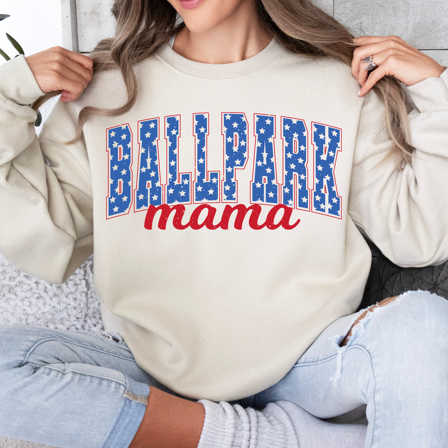 Ballpark Mama Sand Crewneck