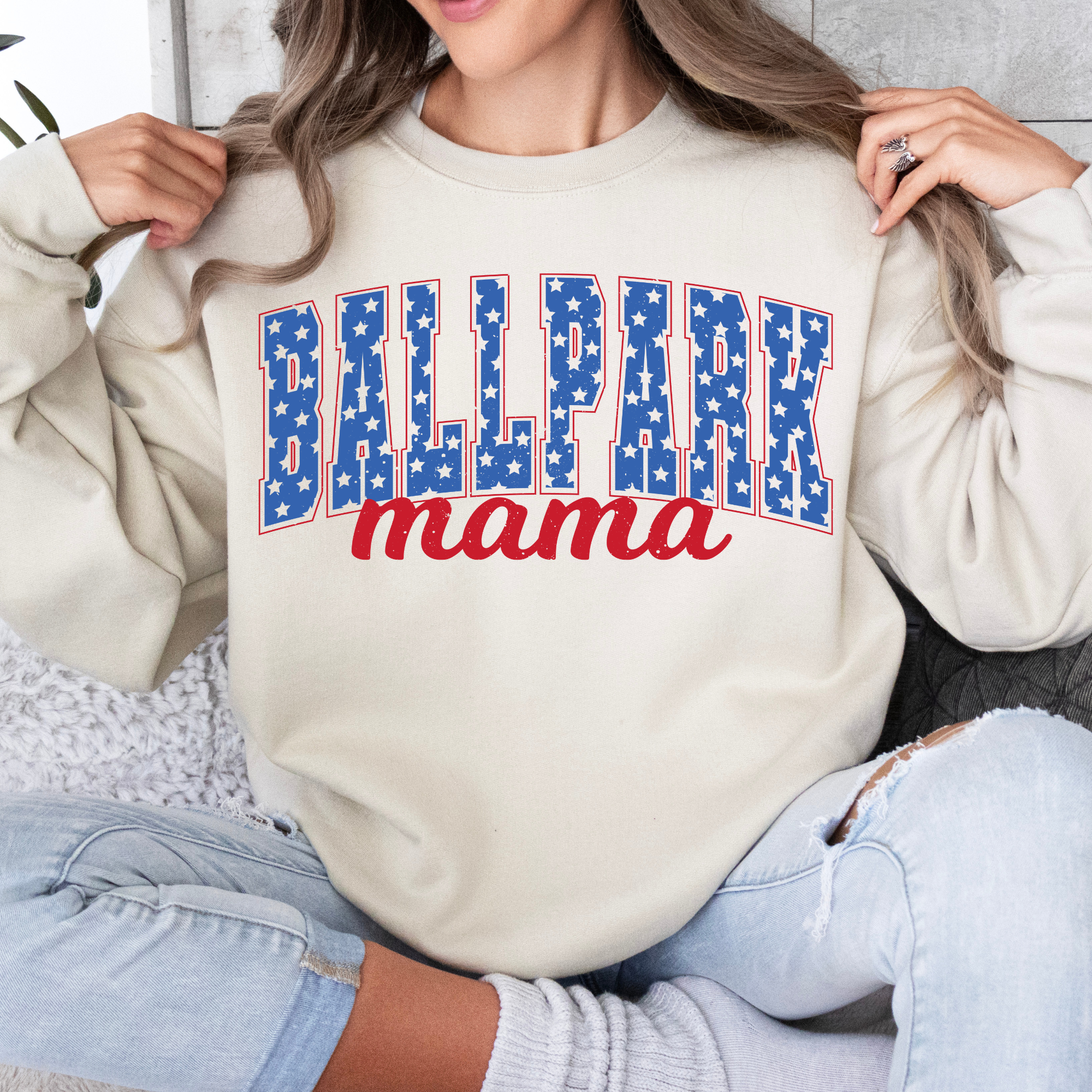 Ballpark Mama Sand Crewneck