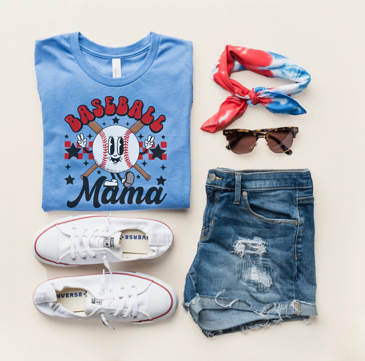 Baseball Mama Checkered Tee