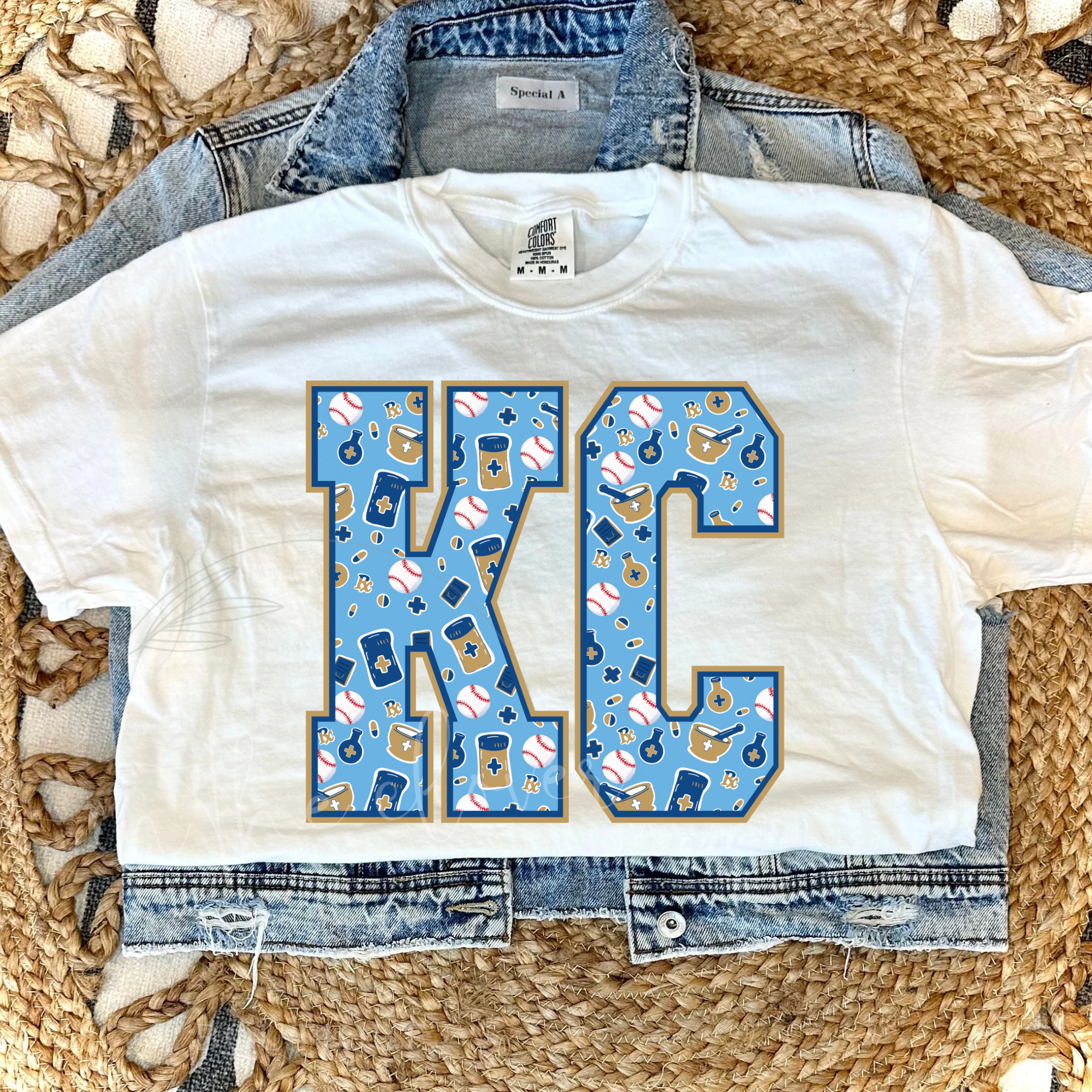 PHARMACY THEMED ROYALS KC - WHITE TEE