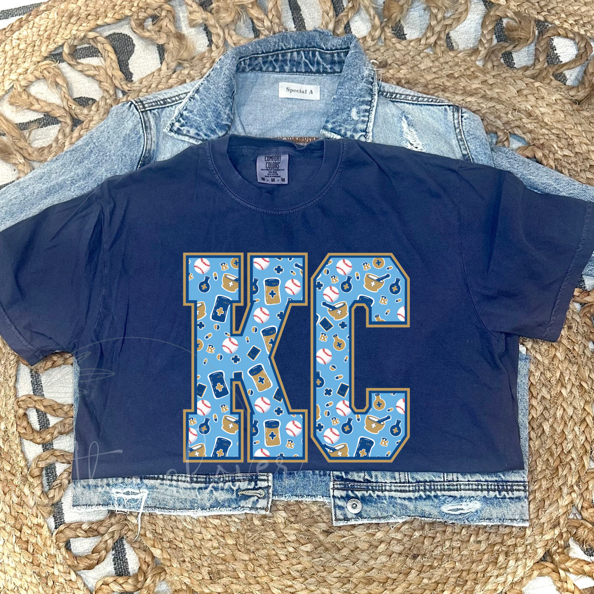 PHARMACY THEMED ROYALS KC - NAVY TEE