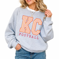 Striped KC Football - Sport Grey Crewneck