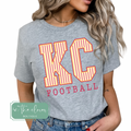 Striped KC Football - Athletic Grey Tee
