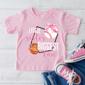Baseball Little Sister Biggest Fan Pink Tee