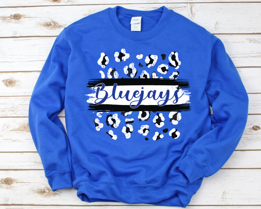 LEOPARD BLUEJAYS - BLUE CREWNECK