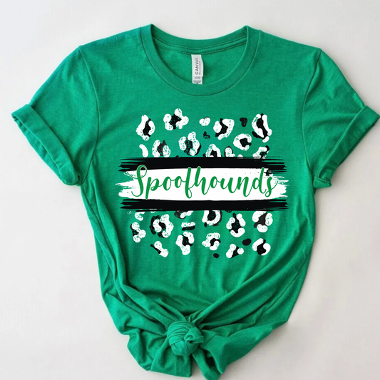 Spoofhounds Black and White Leopard Green Tee