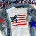 AMERICAN FLAG COQUETTE BOW - WHITE TEE