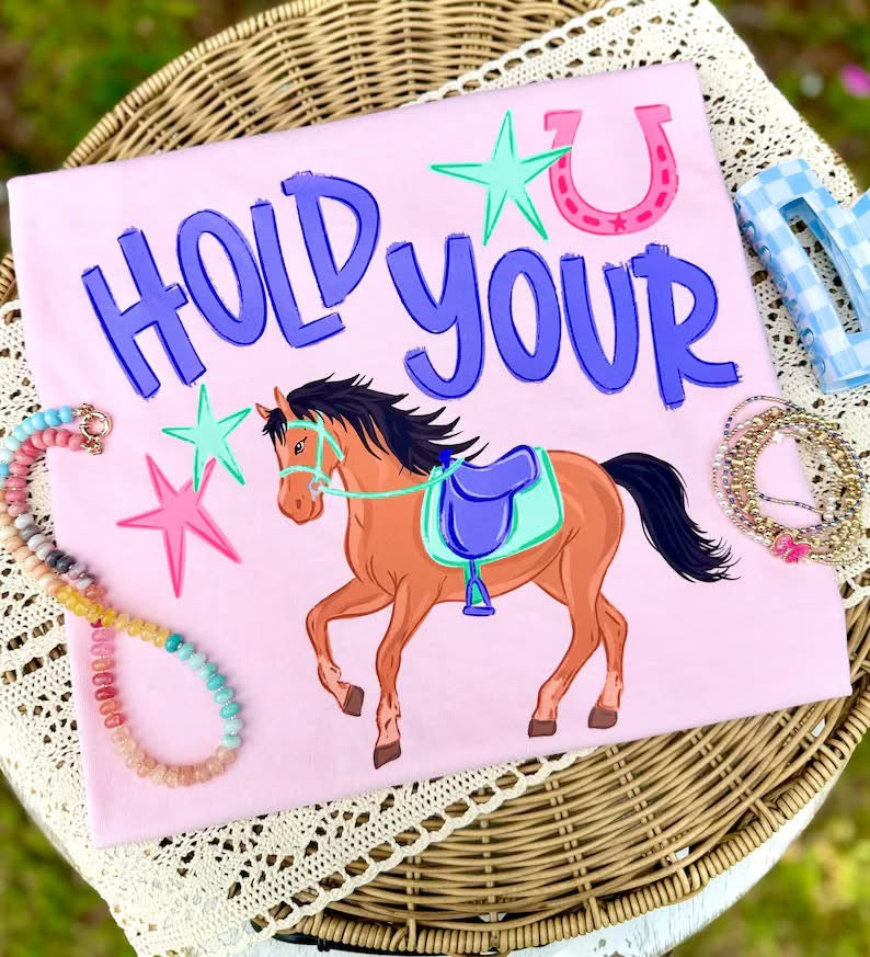 Hold Your Horses - Light Pink Tee
