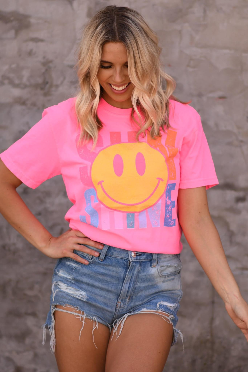 Sunshine Smiley Pink Tee