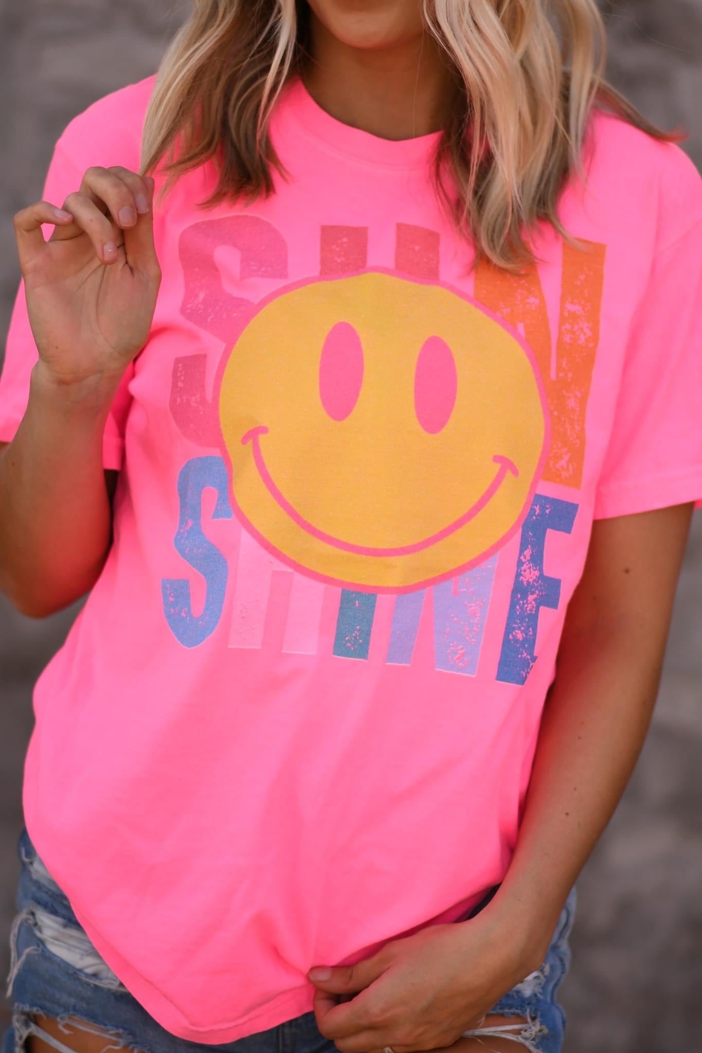 Sunshine Smiley Pink Tee