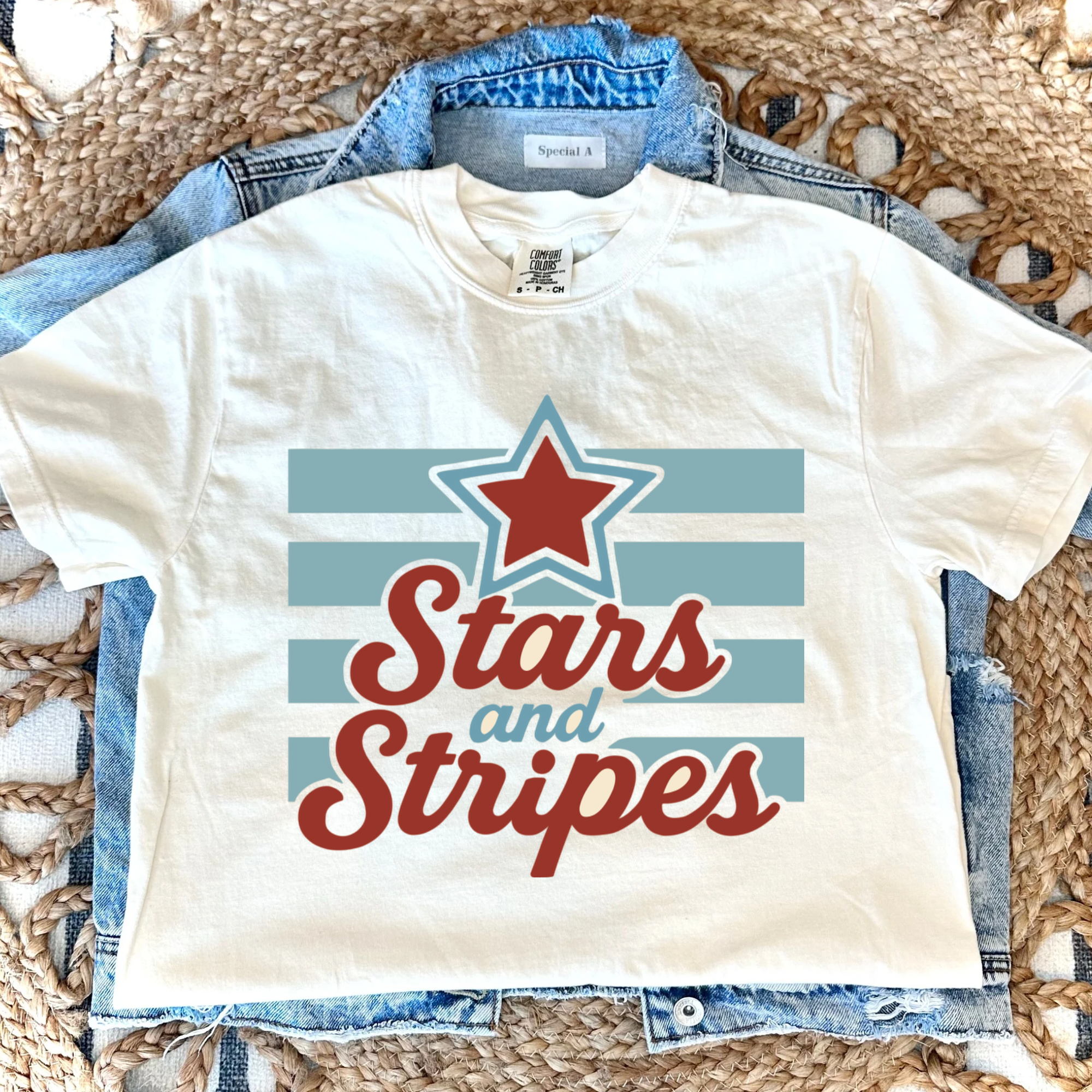 RETRO STARS AND STRIPES - IVORY TEE