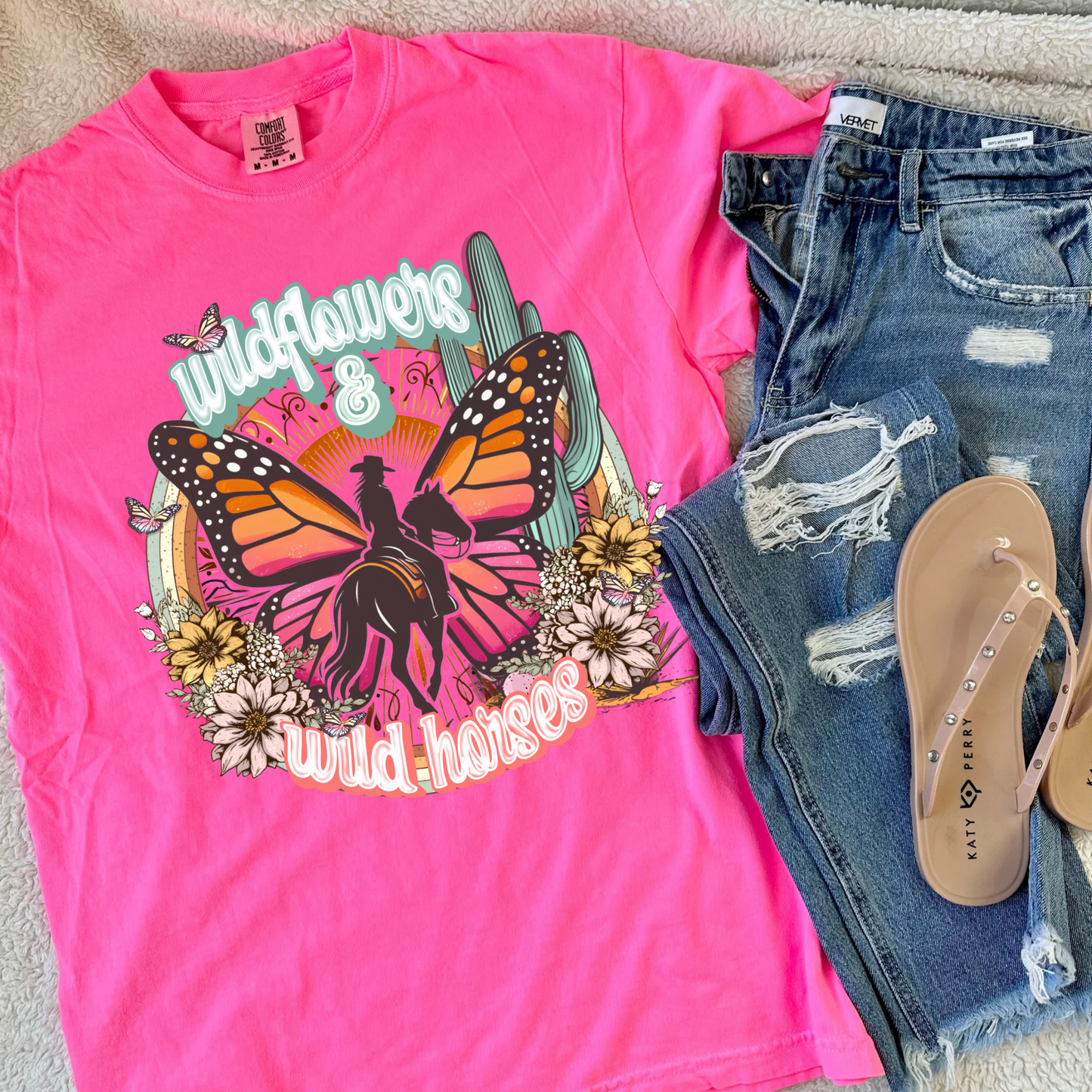 Wild Flowers & Wild Horses Pink Tee