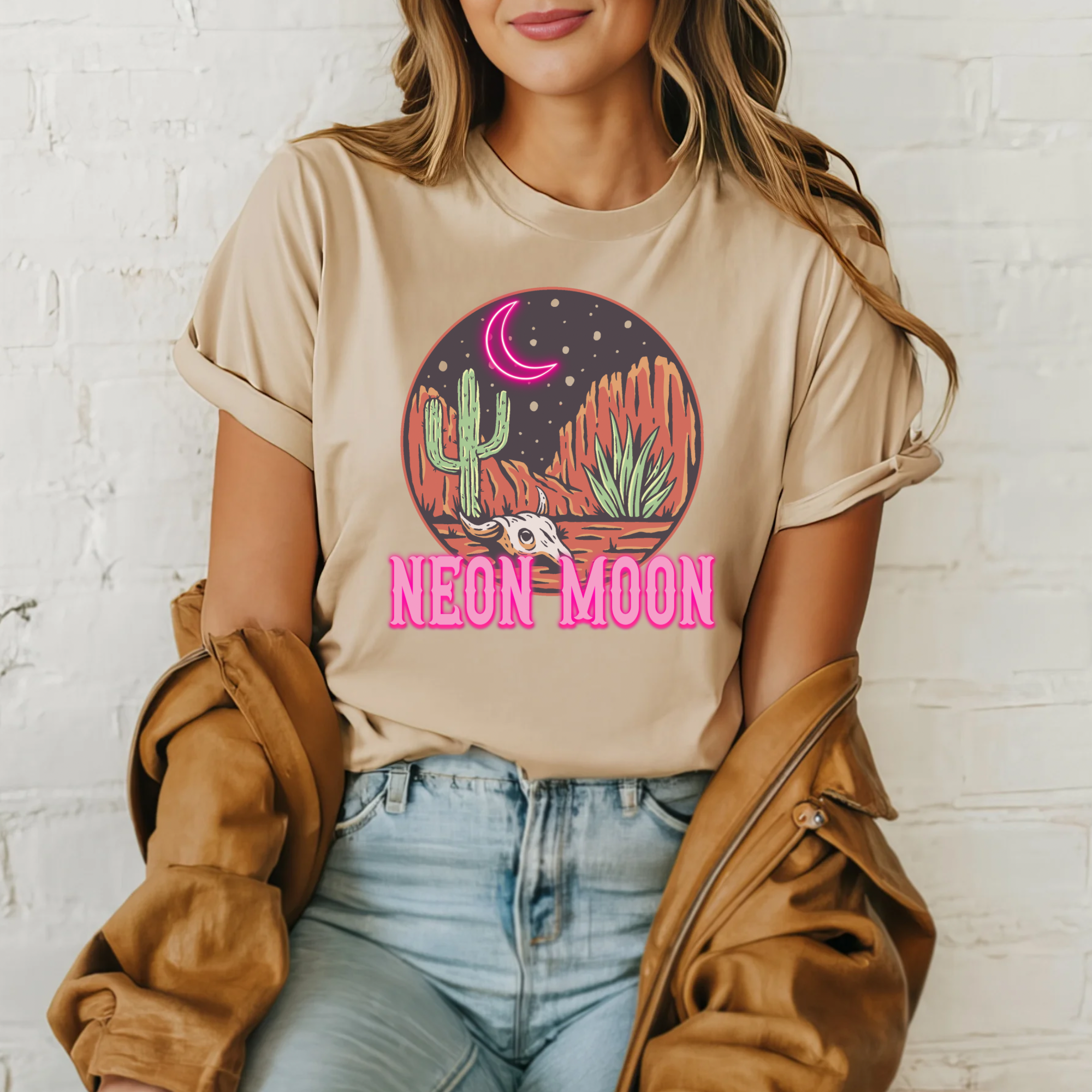 Pink Neon Moon Sand Tee