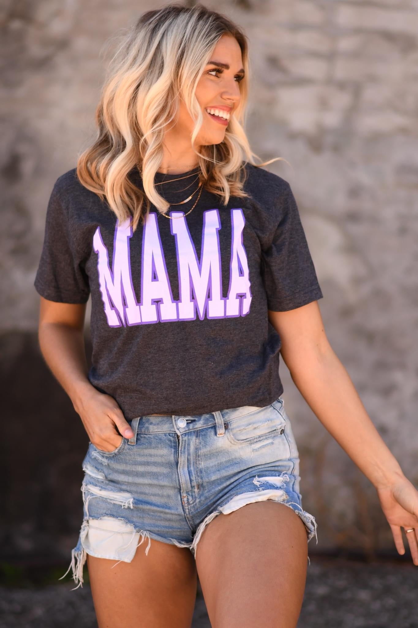 PURPLE MAMA - DARK GREY TEE