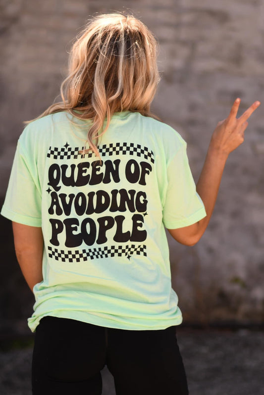 Queen of Avoiding People Mint Tultex Tee