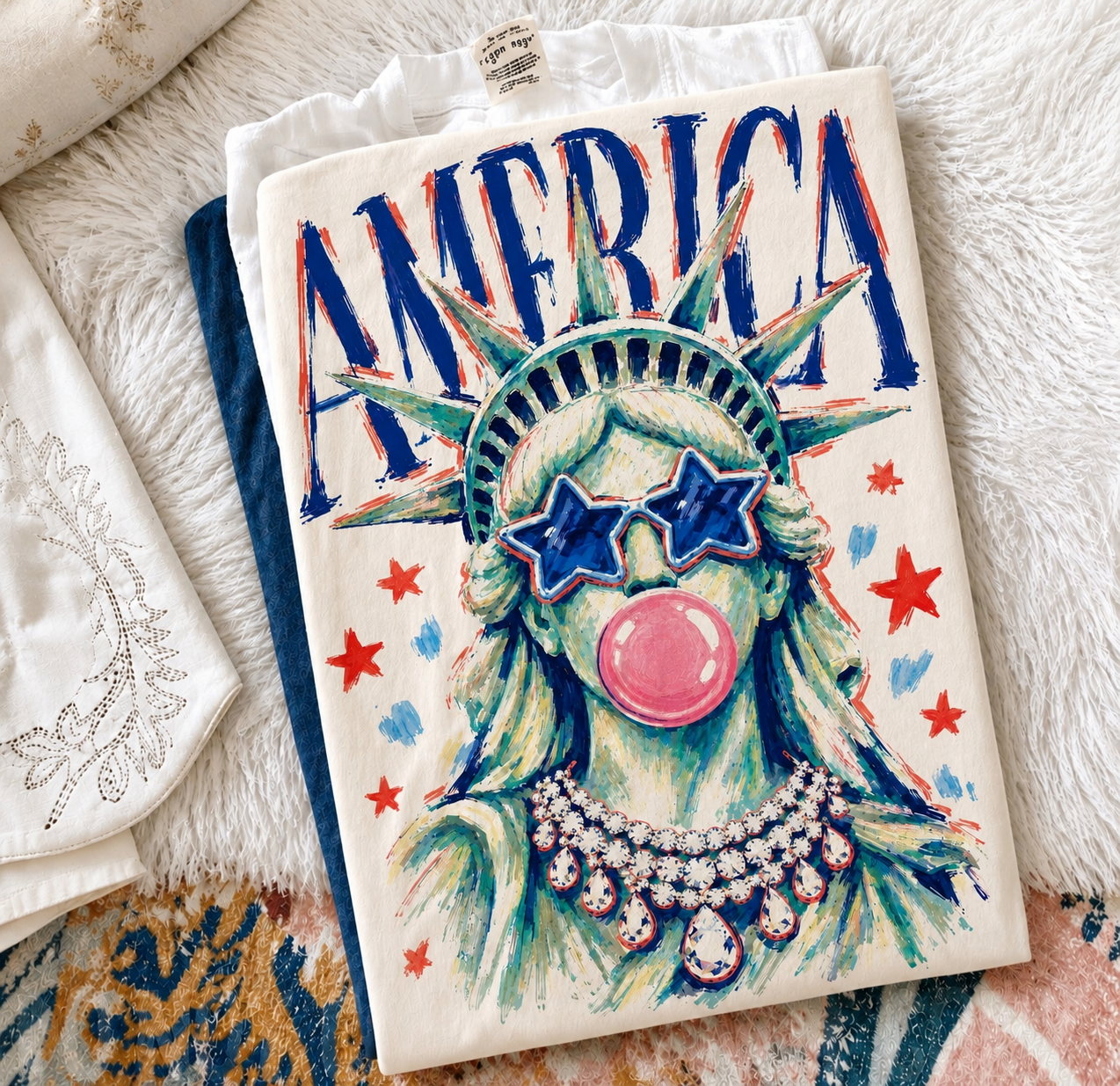 Preppy Statue of Liberty - Ivory Tee