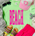 PINK OVERSIZED BEACH - GREEN TEE