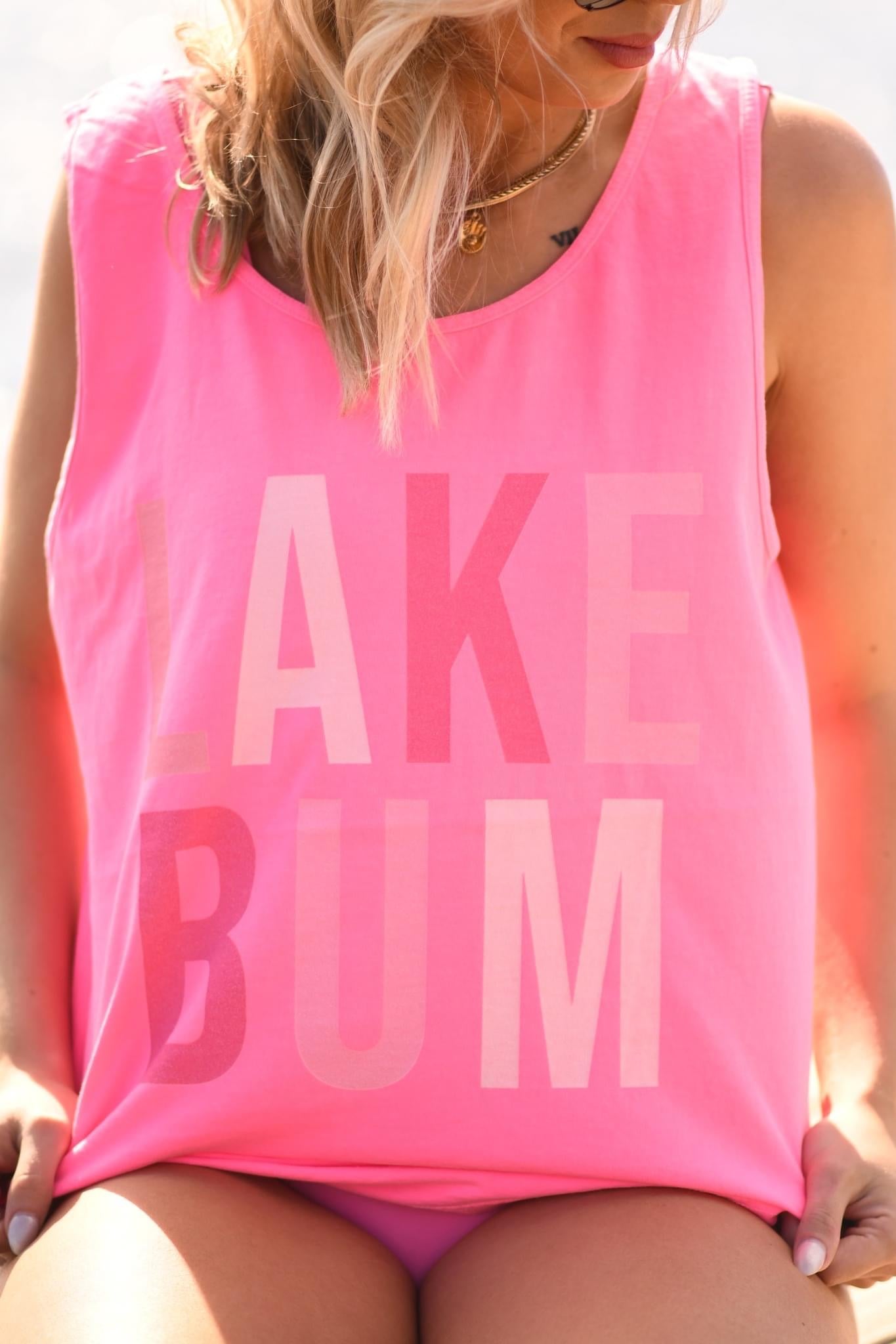 Lake BUM Pink Comfort Colors Tank