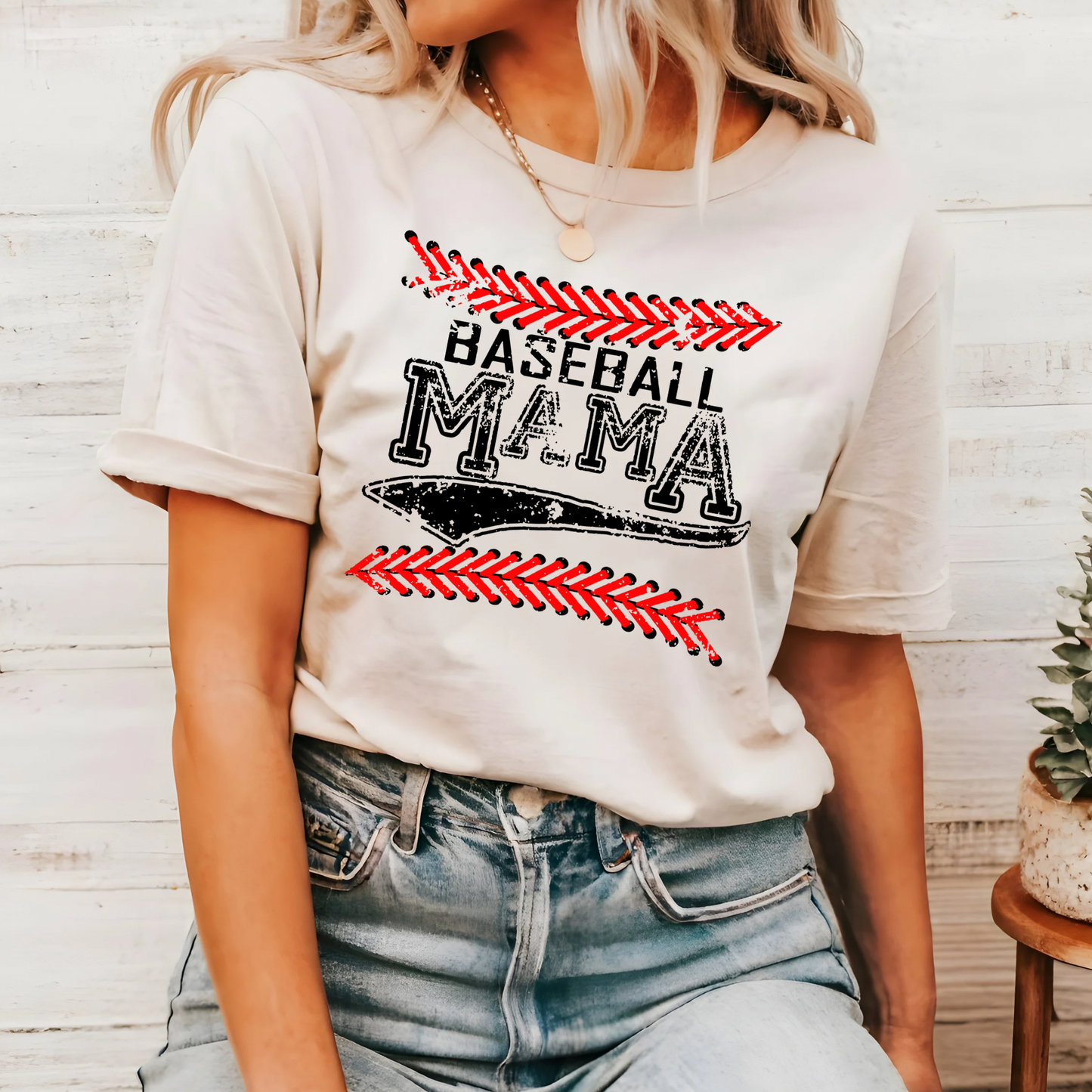 Baseball Mama Lace Natural Tee