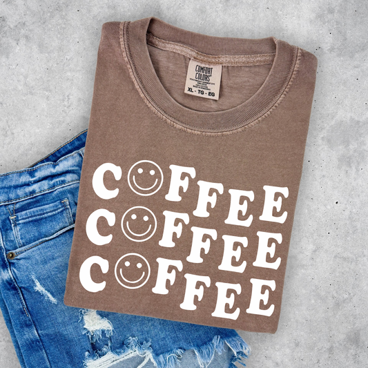 Smiley Coffee Brown Comfort Colors Tee