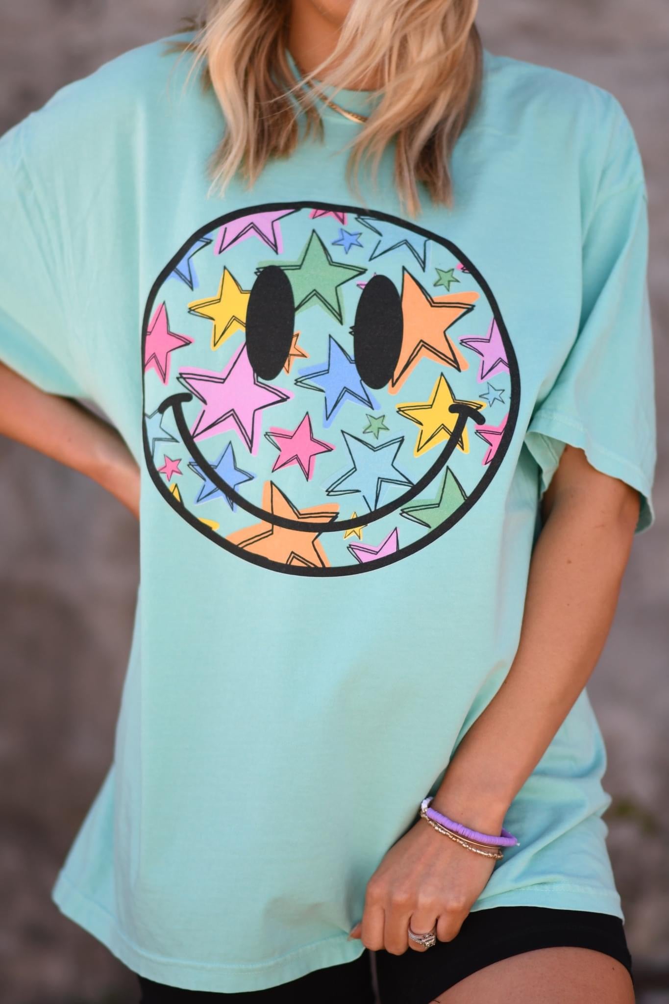 Star Smiley Chalky Mint Comfort Colors Tee