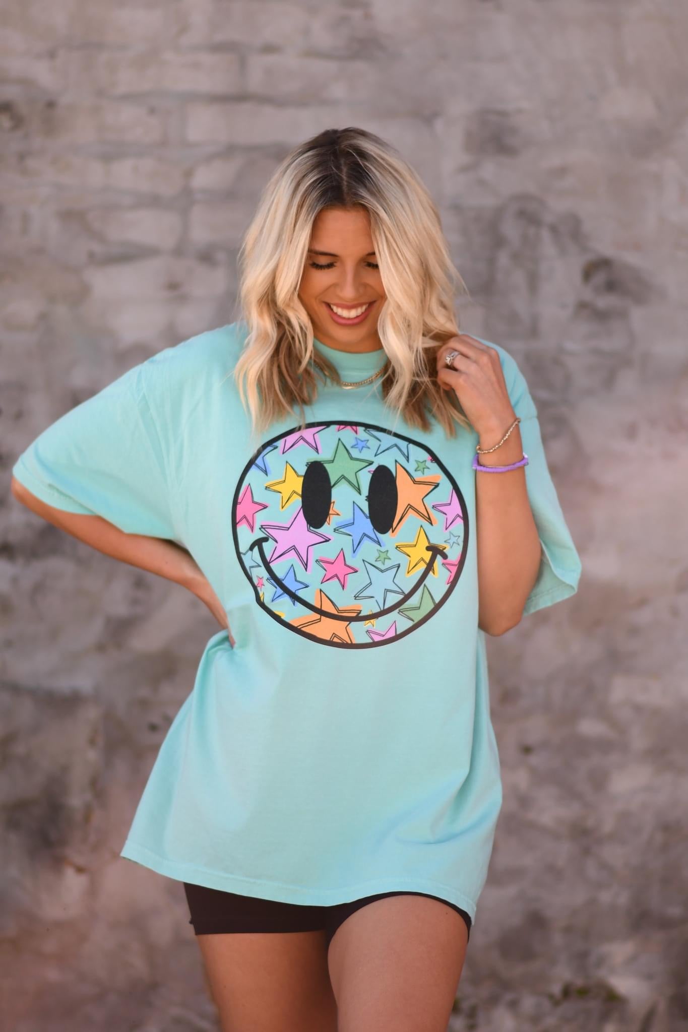 Star Smiley Chalky Mint Comfort Colors Tee