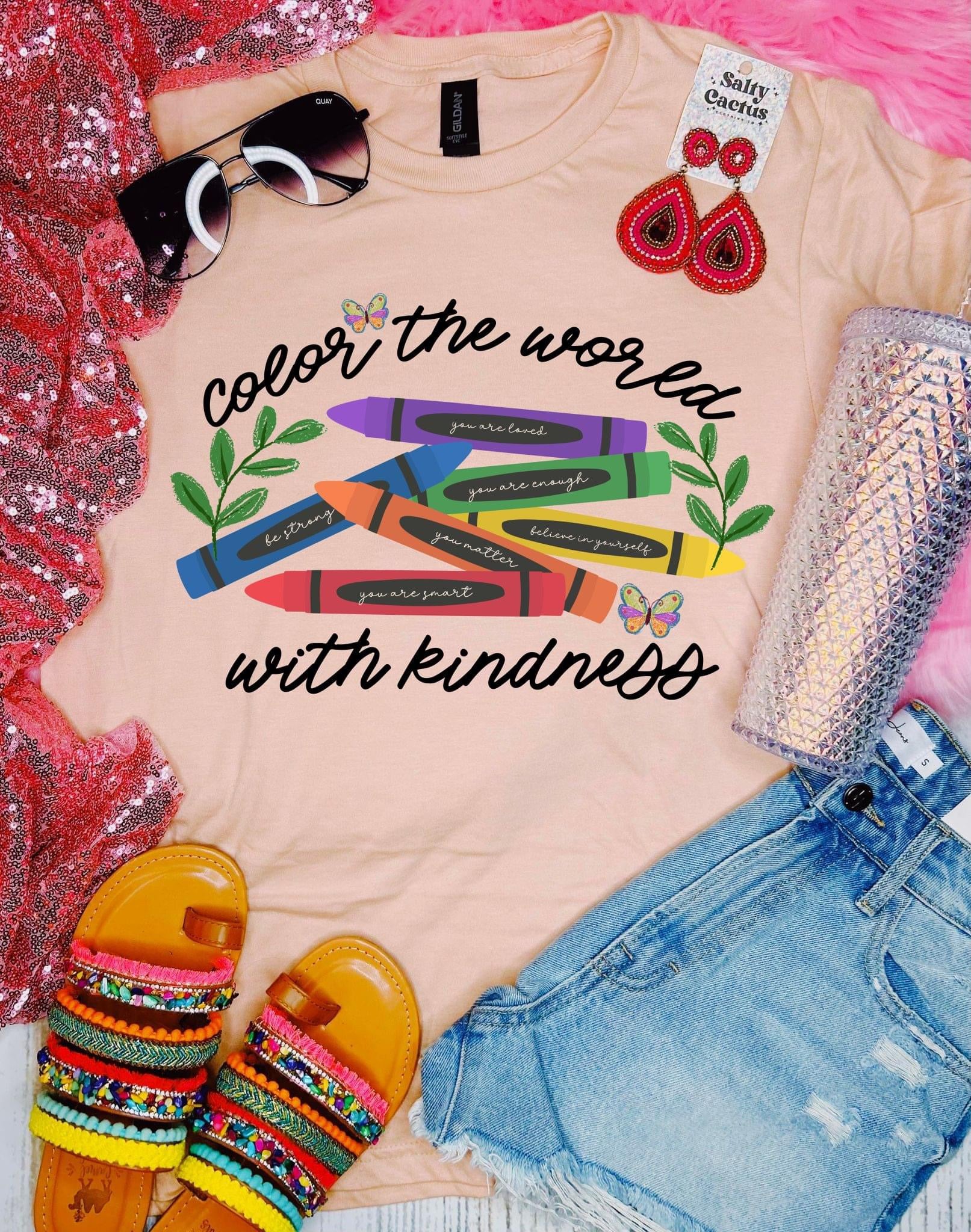 COLOR THE WORLD WITH KINDNESS - DUSTY ROSE TEE