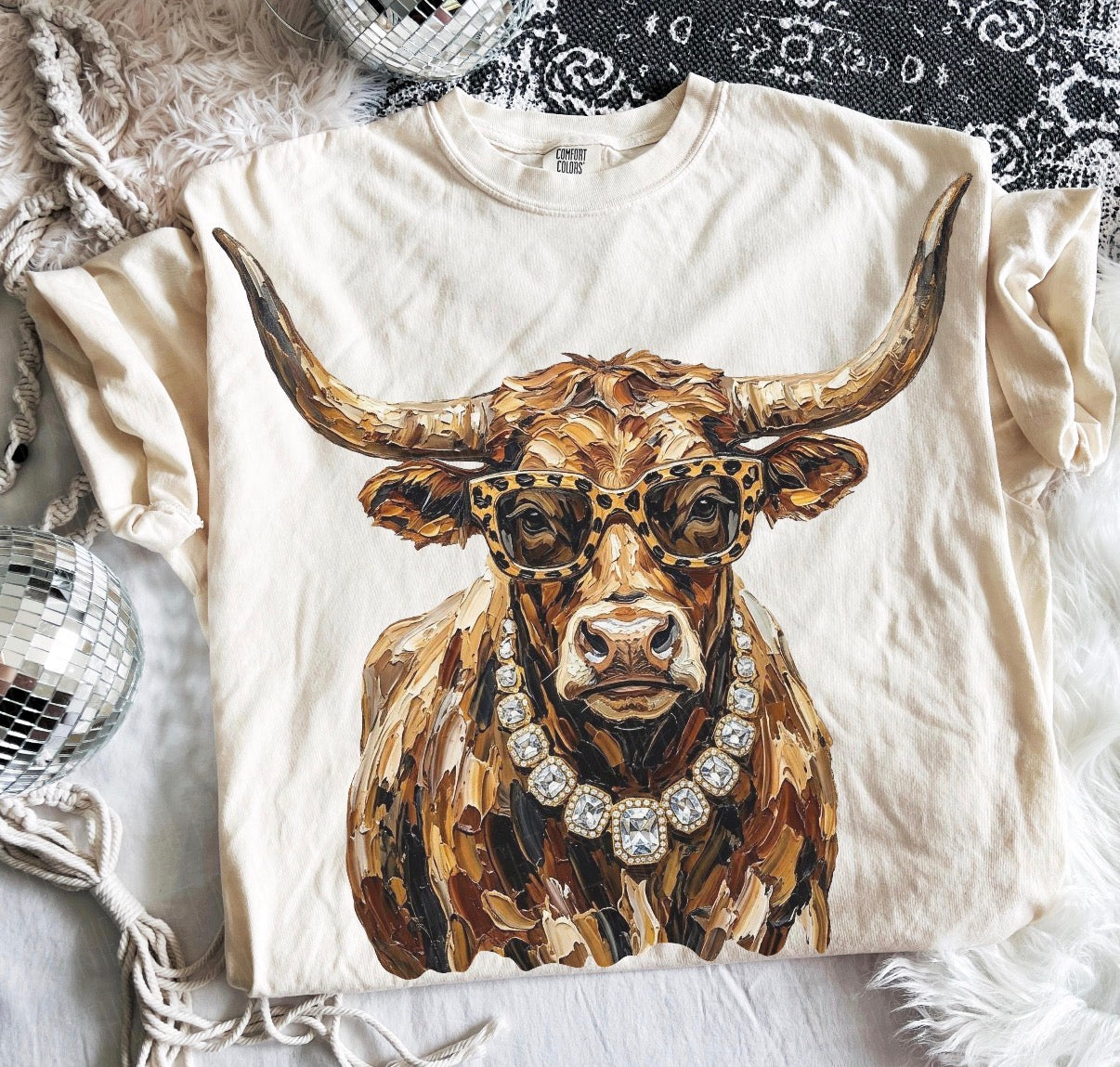 Glam Cow - Ivory Tee