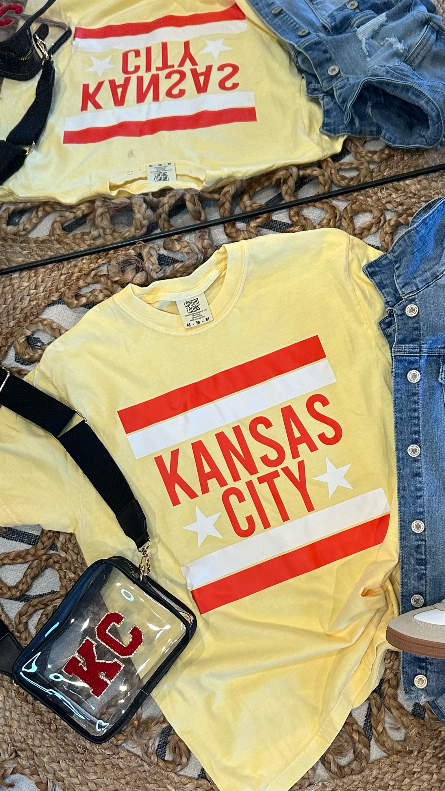 Striped Block Kansas City with Stars - Yellow Tee