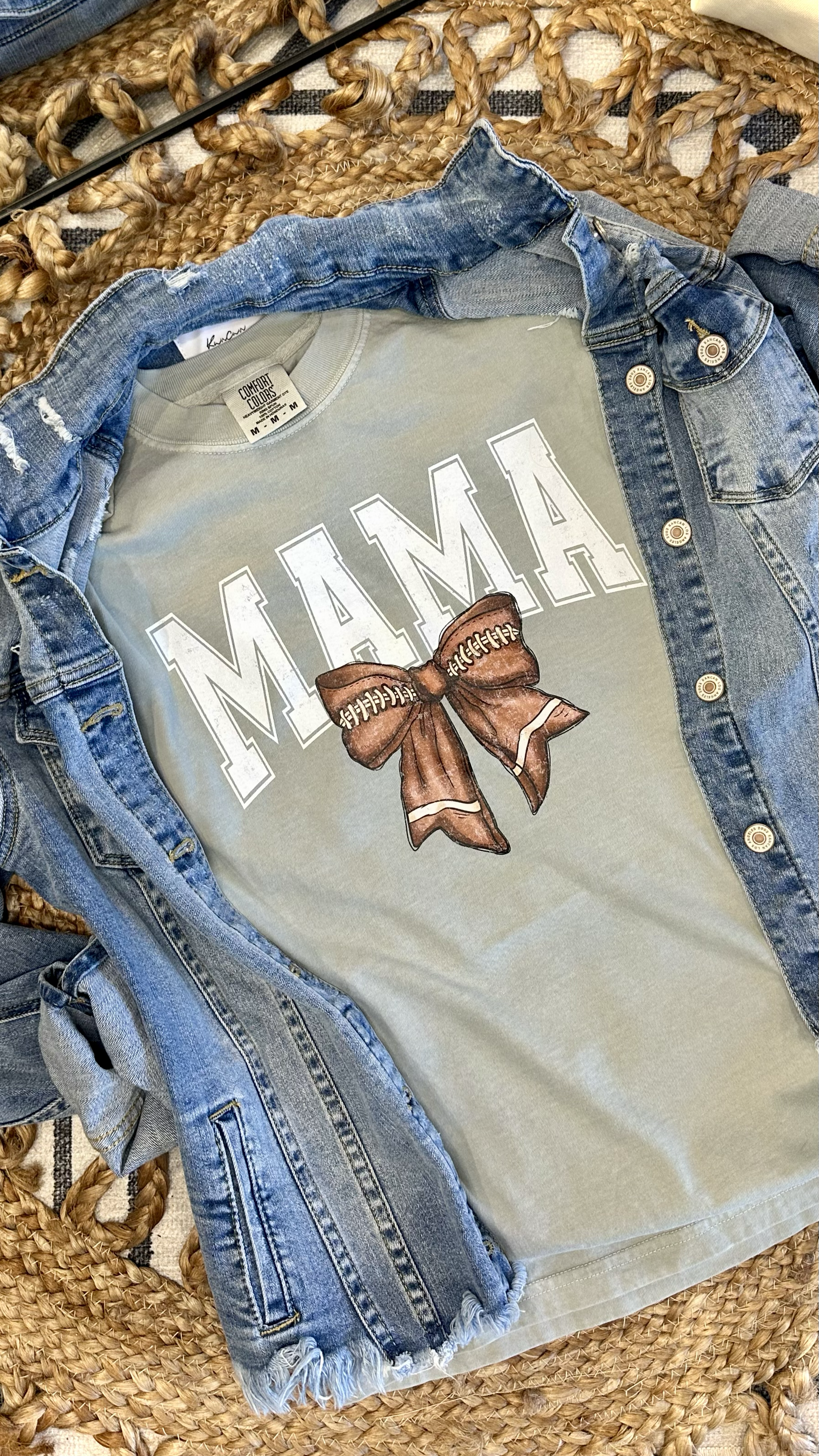 Mama with Coquette Football Bow - Bay Tee