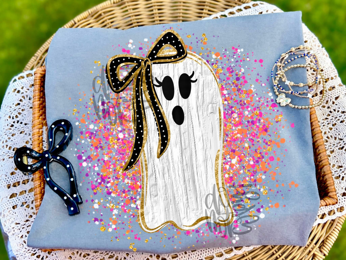 Girly Splatter Ghost - Grey Tee