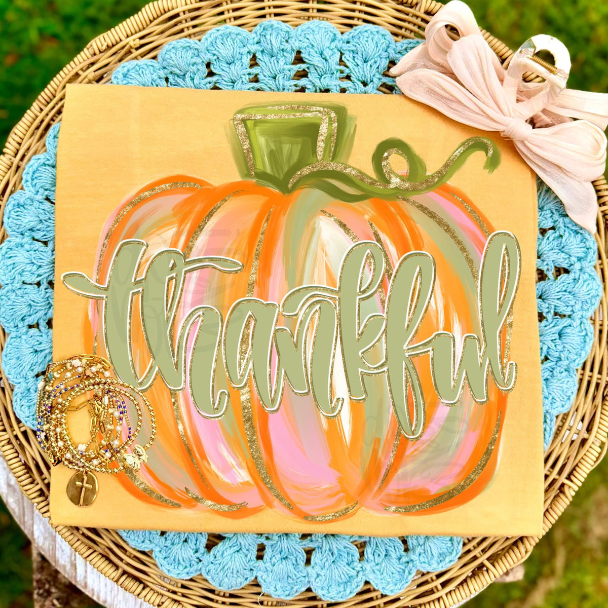 Watercolor Thankful Pumpkin - Yellow Tee
