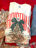 Christmas with Leopard Tee - Natural Tee