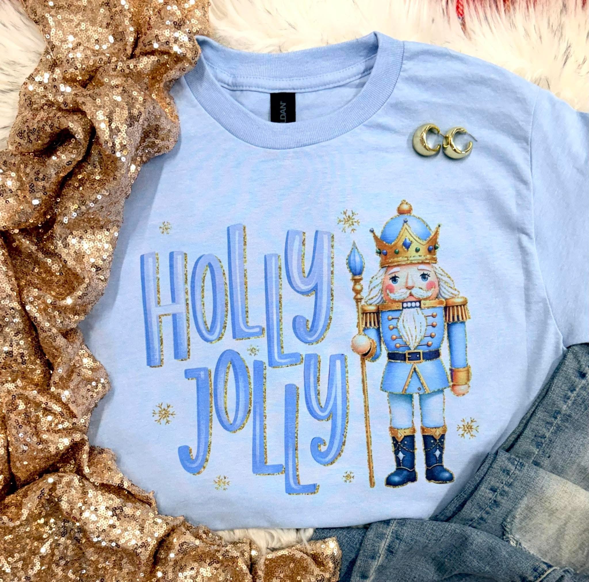 Holly Jolly Nutcracker - Blue Crewneck