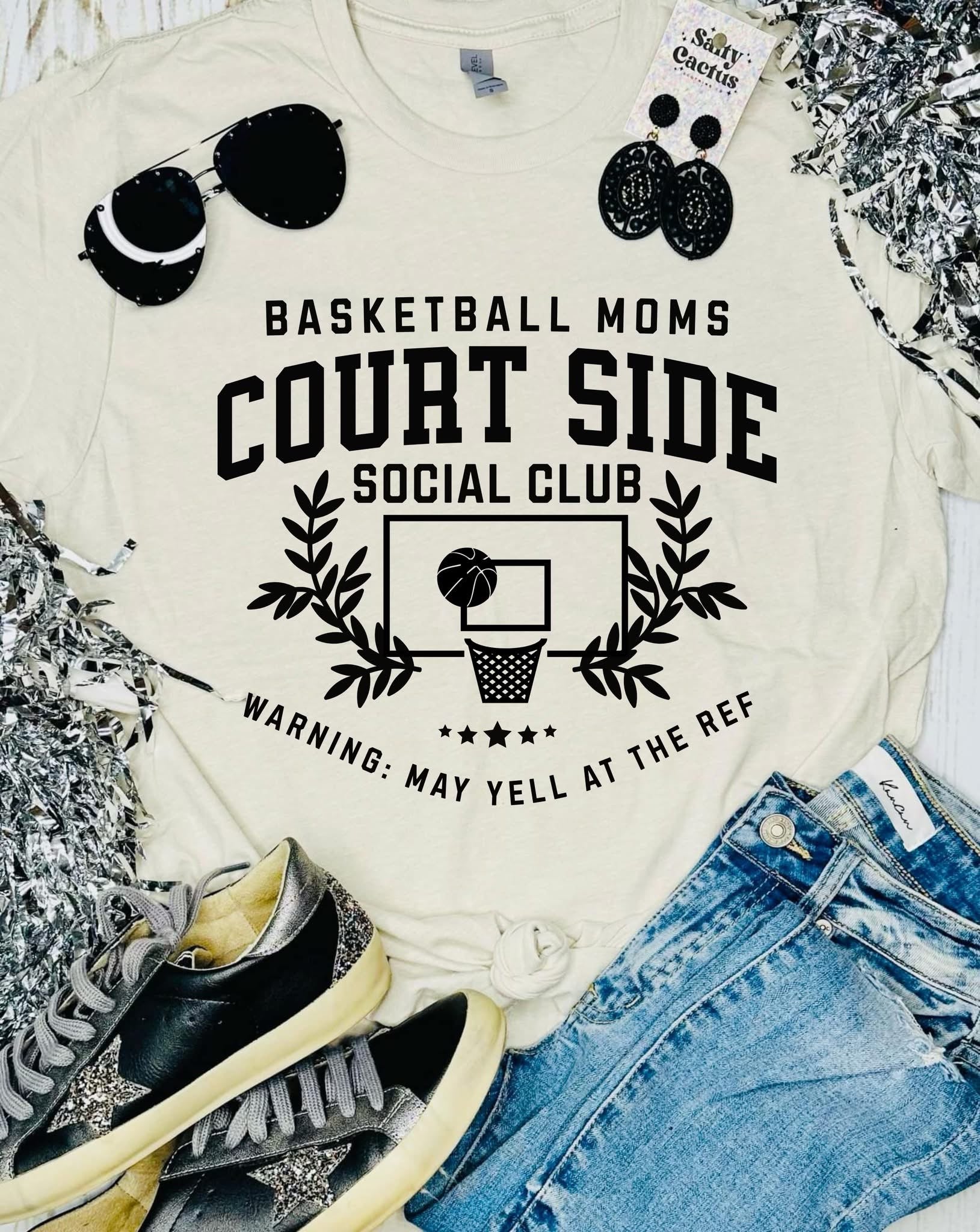 Basketball Moms Court Side - Natural Tee