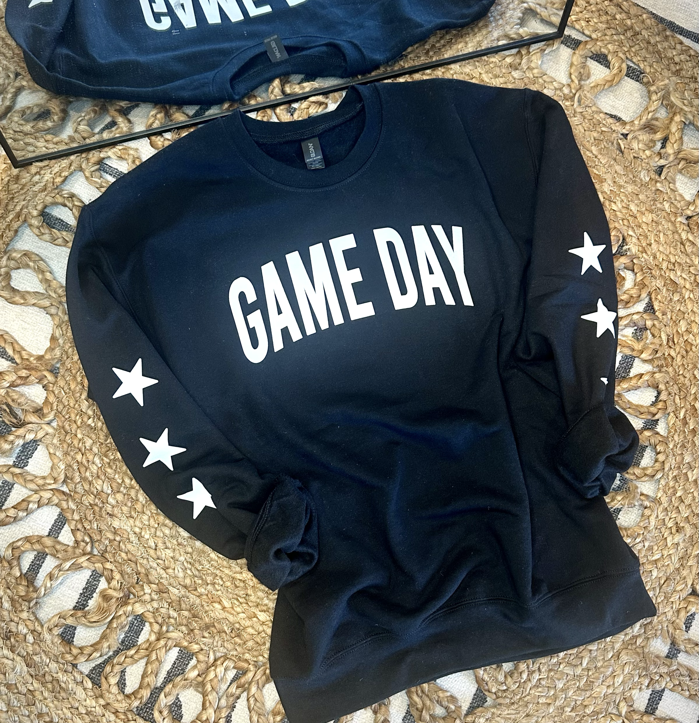 Basic GAME DAY with Stars on Sleeves - BLACK CREWNECK
