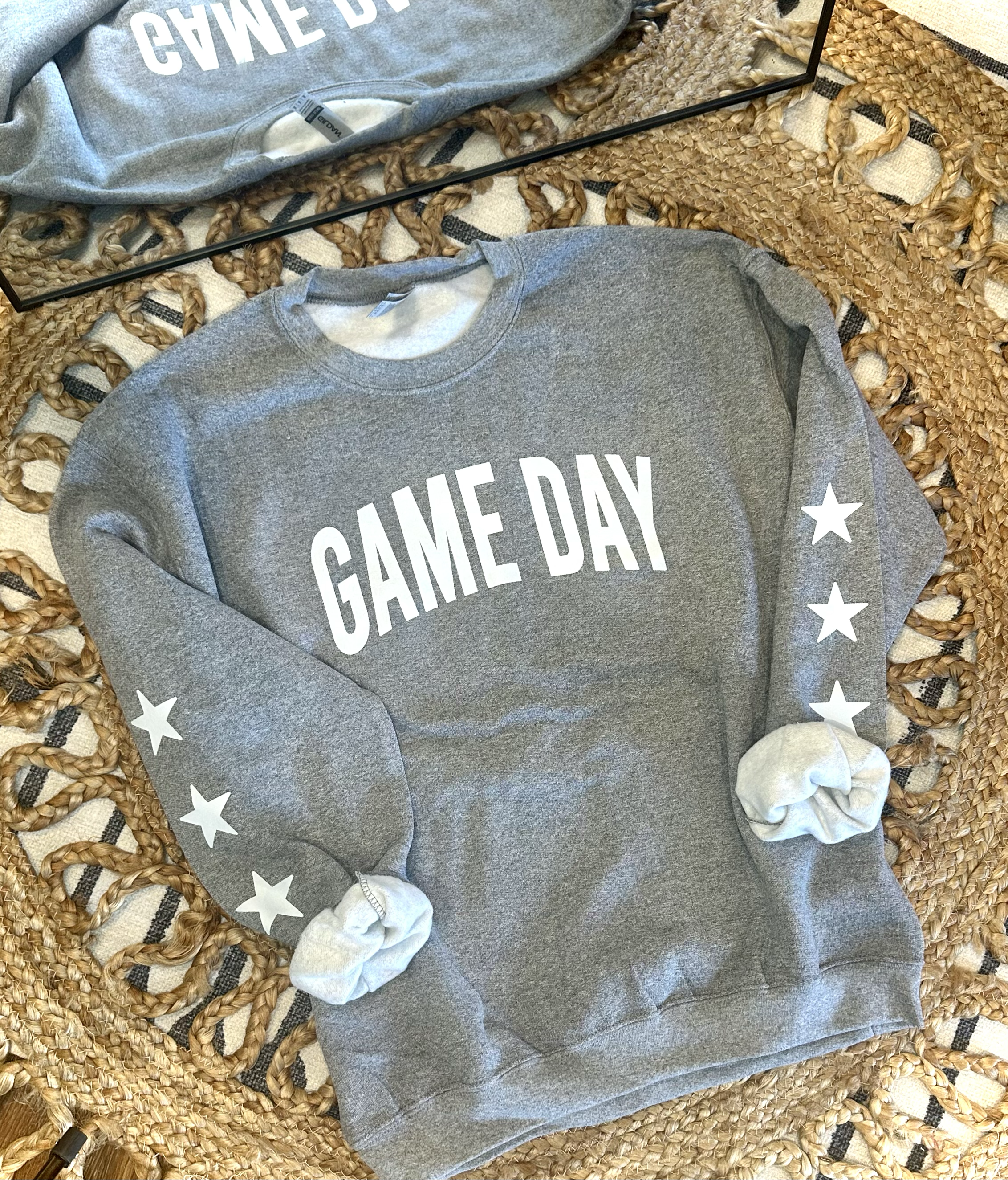 Basic GAME DAY with Stars on Sleeves - GRAPHITE HEATHER CREWNECK