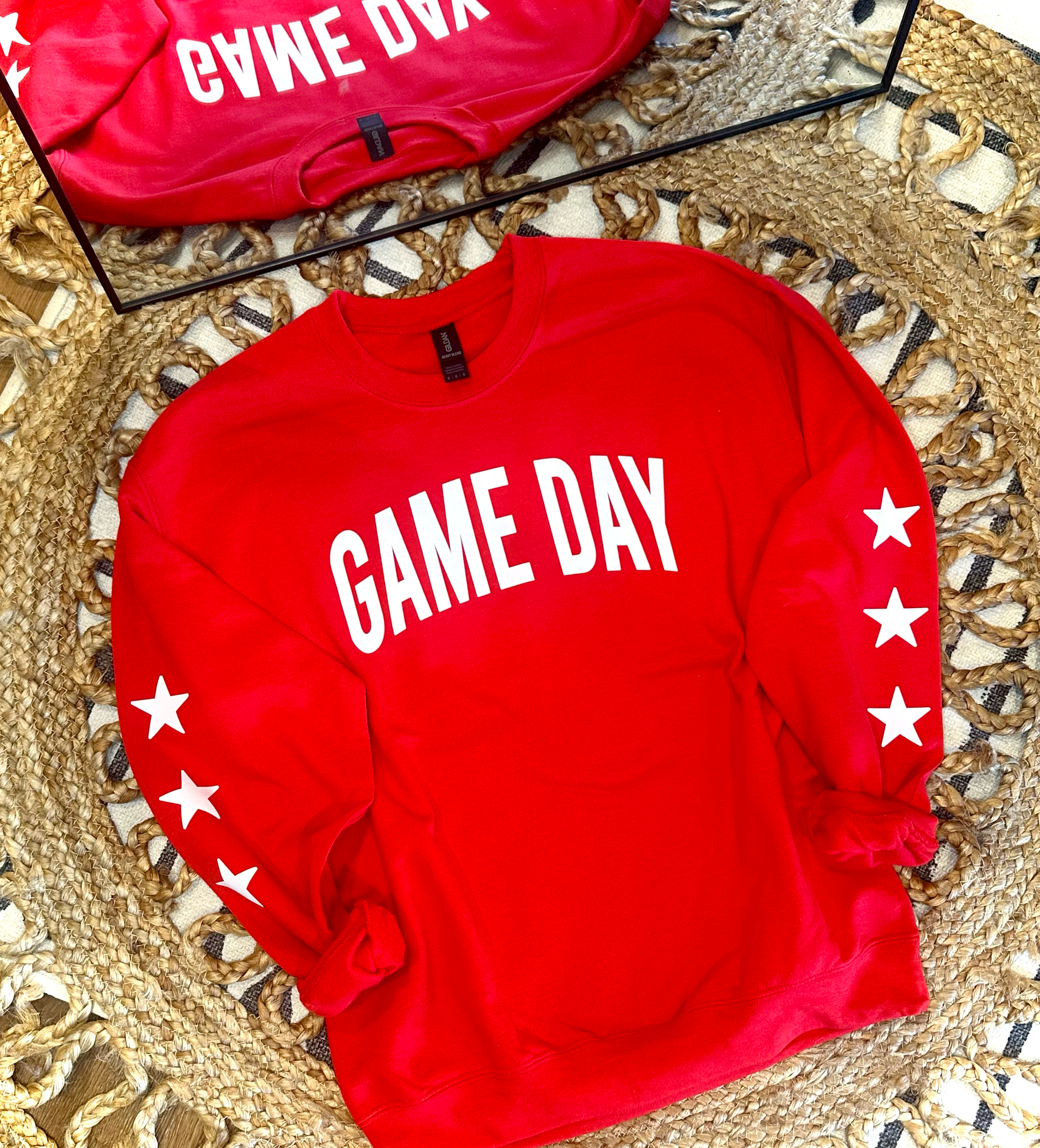 Basic GAME DAY with Stars on Sleeves - RED CREWNECK