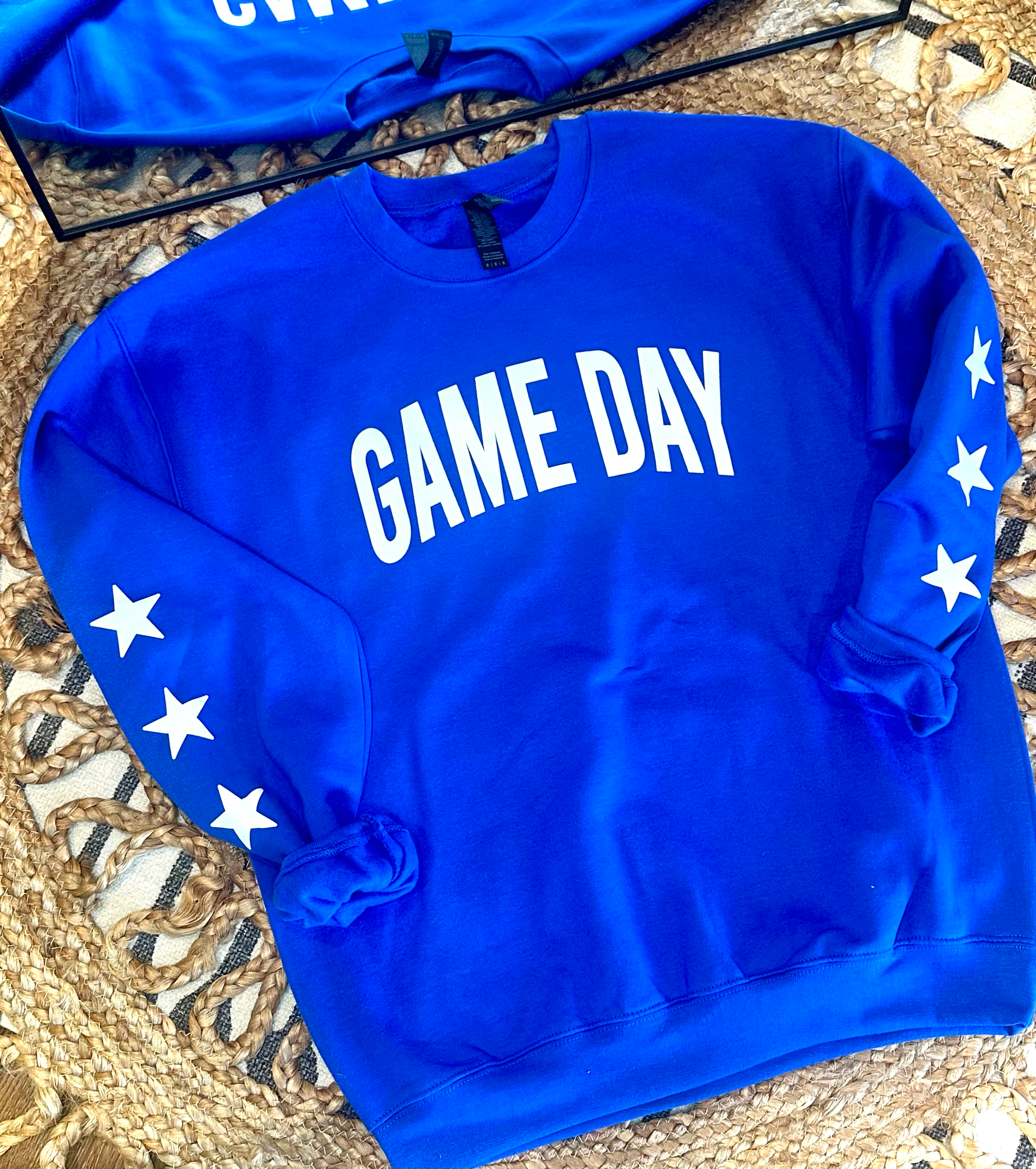 Basic GAME DAY with Stars on Sleeves - BLUE CREWNECK