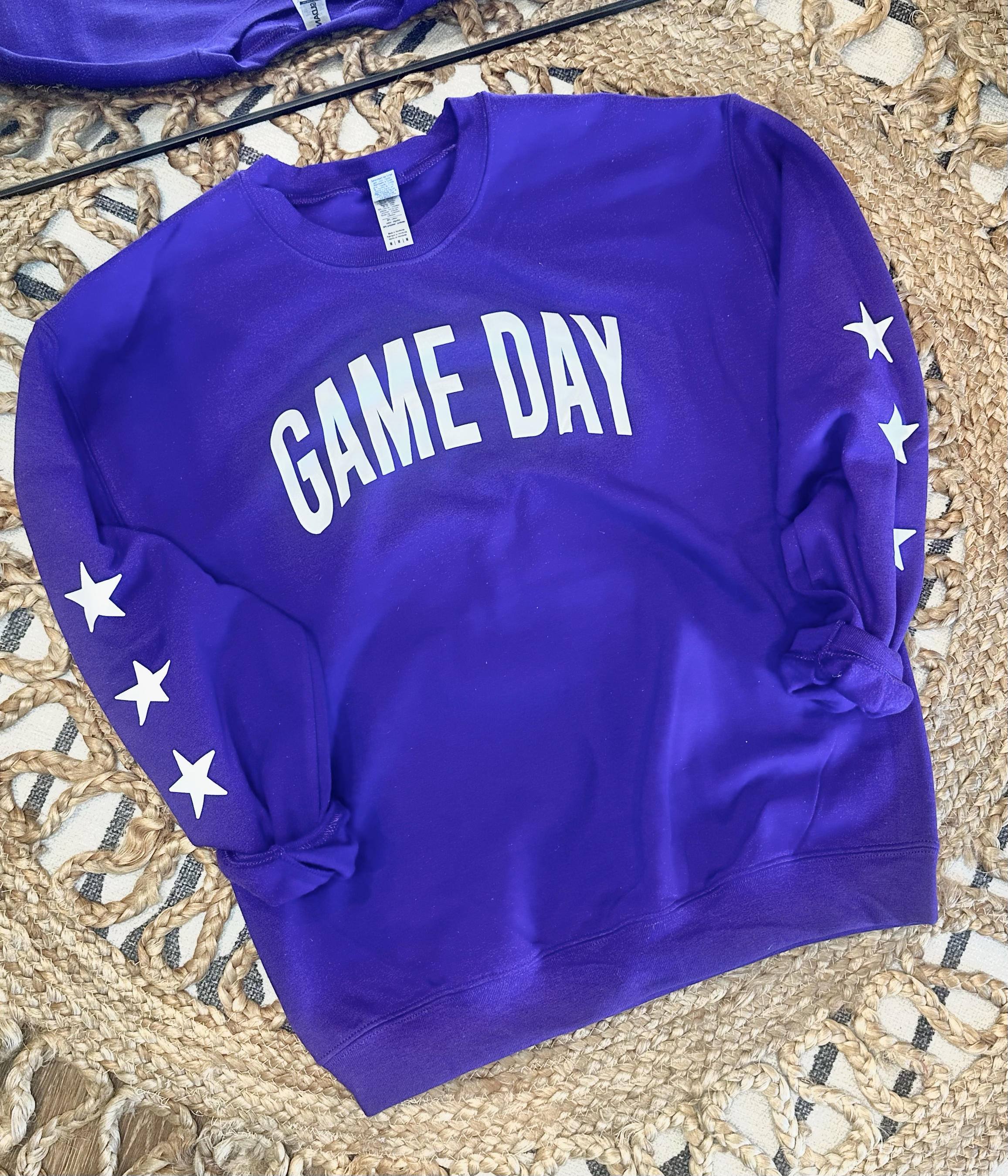 Basic GAME DAY with Stars on Sleeves - PURPLE CREWNECK