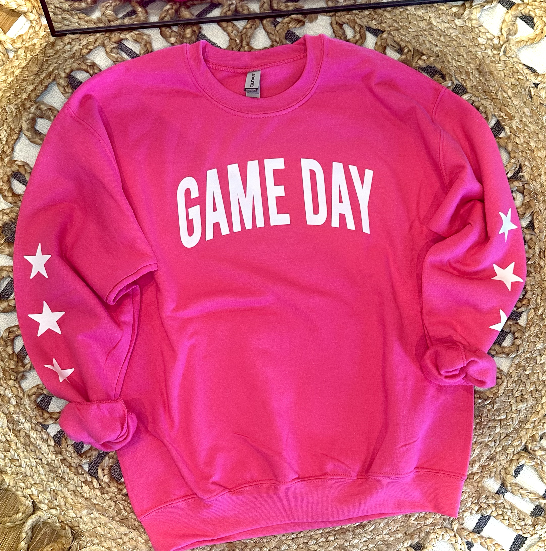 Basic GAME DAY with Stars on Sleeves - PINK CREWNECK