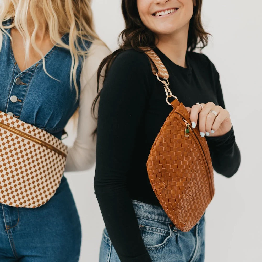 Camel Woven Sling Bag