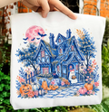 Retro Haunted House Scene - Natural Tee