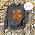 CHECKERED FLORAL PUMPKIN - CHARCOAL SWEATSHIRT