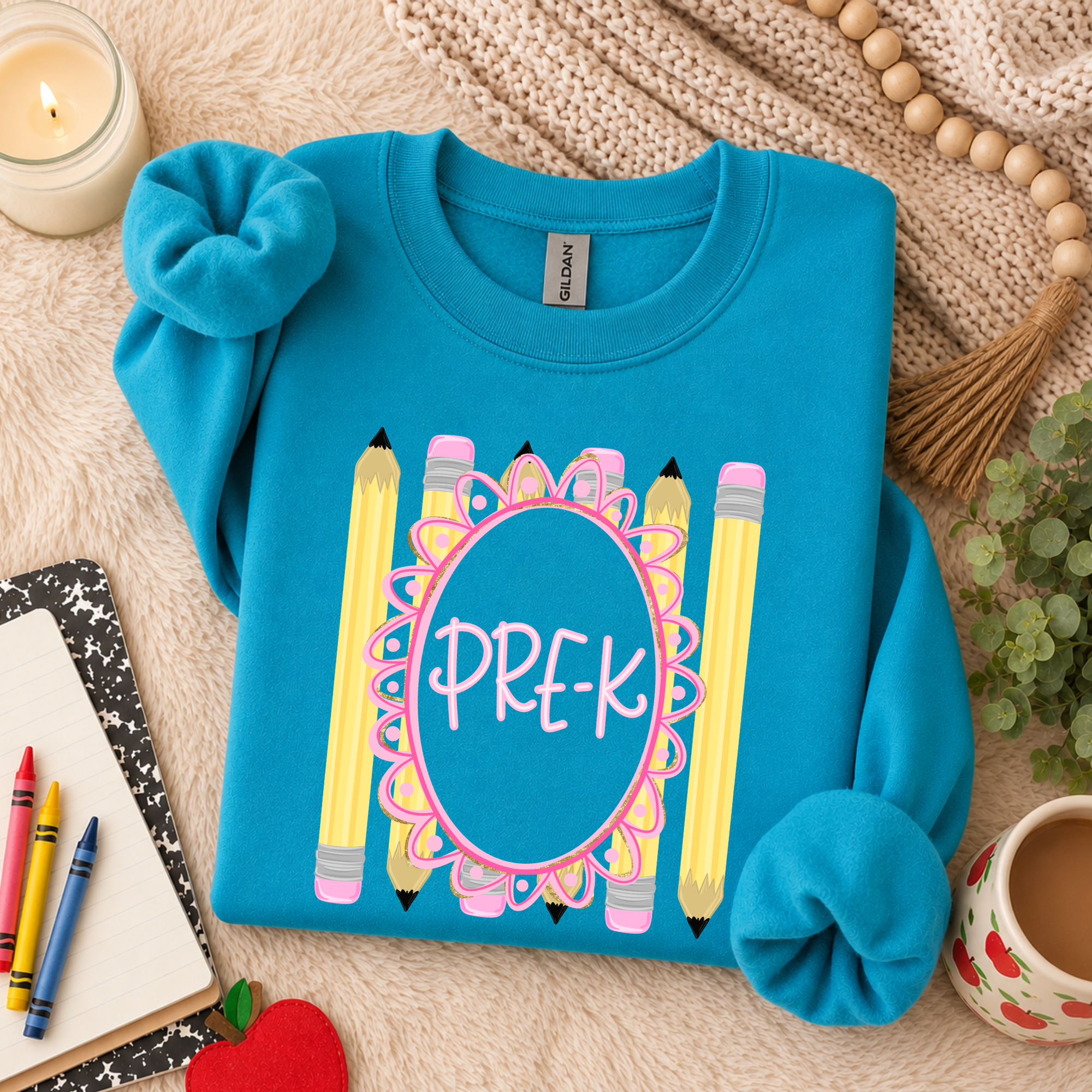 Pencil Frame Grade Level - Blue Crewneck