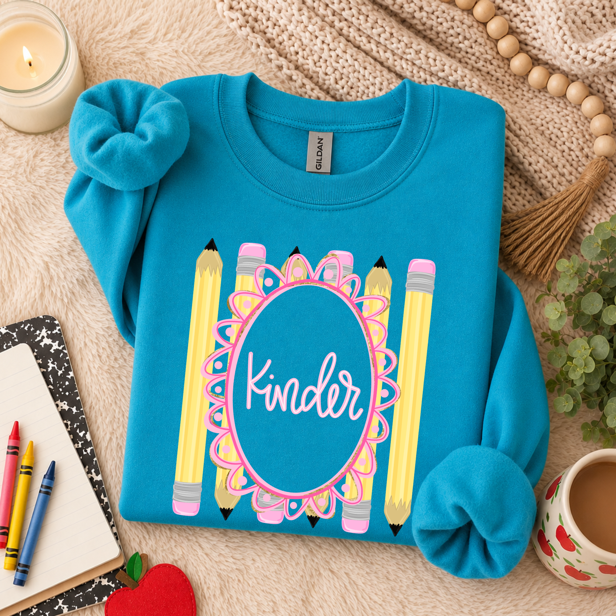 Pencil Frame Grade Level - Blue Crewneck