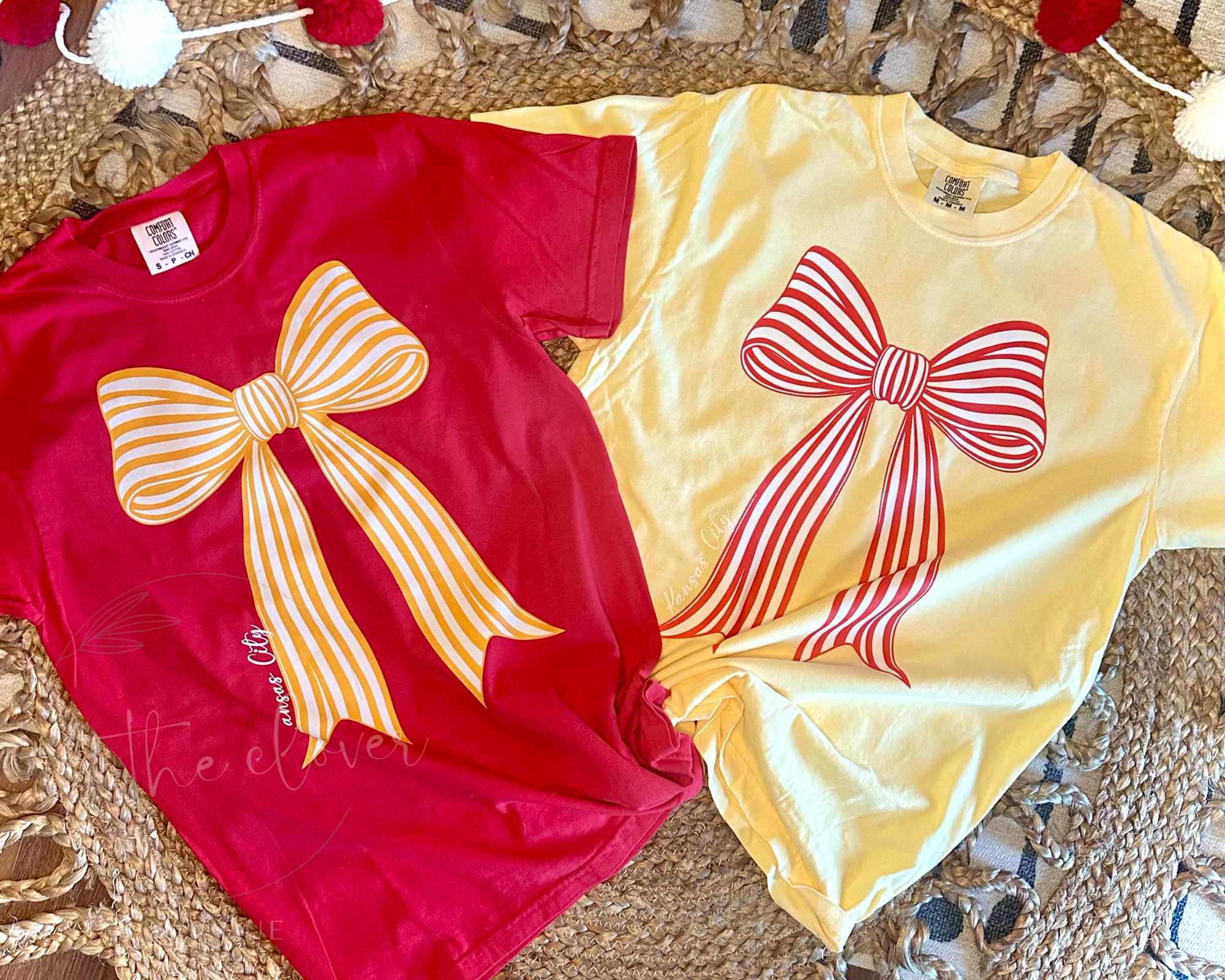 Striped Coquette Bow Kansas City - Red Tee