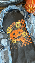 FLORAL CHECKERED PUMPKIN - PEPPER TEE