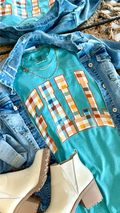 PLAID OVERSIZED FALL - SEAFOAM TEE